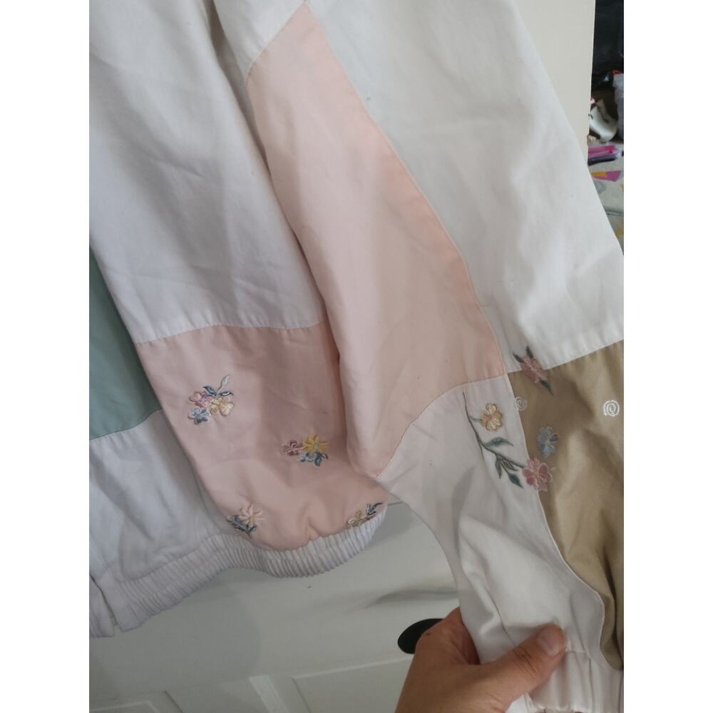 Vtg Y2K Cottagecore Patchwork Gmacore Jacket floral embroidery wht/pink Size  M - Picture 7 of 12